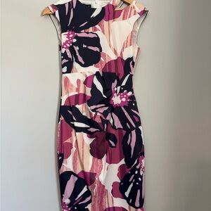 Karen Millen Pink and Purple Floral Midi Dress